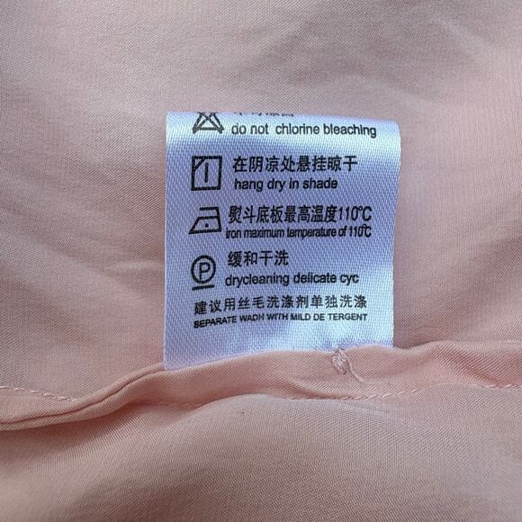 SilkSilky Pajama Set Sz Sm 2 Piece Button Up Pants Pastel Pink 200% Silk Luxury - Picture 9 of 16